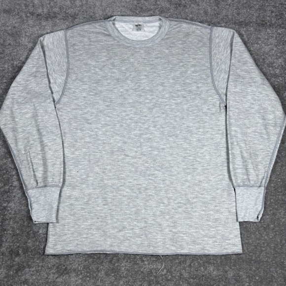 Duofold Shirt Men's Large Gray Double Layer Merino‎ Wool Blend Thermal Base - Picture 1 of 6
